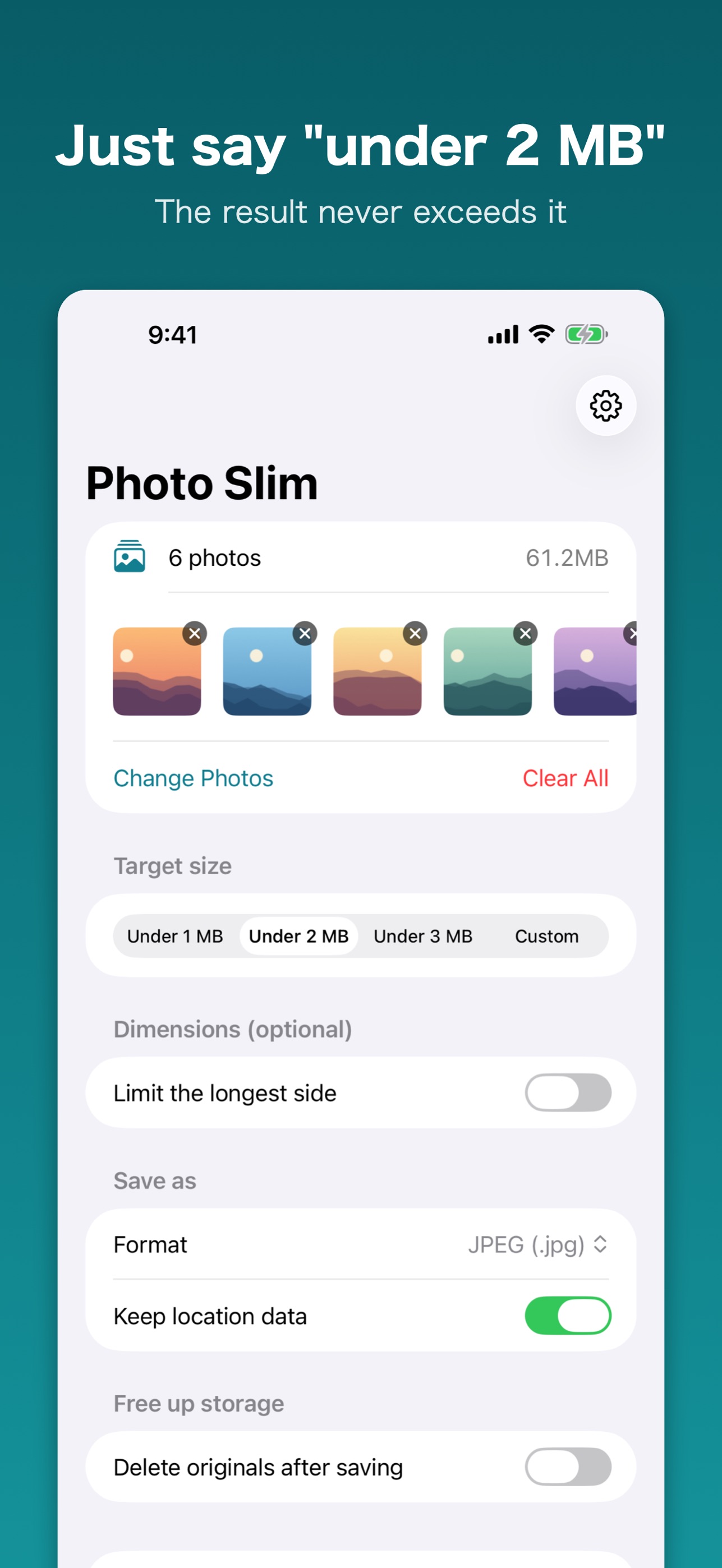 Screenshot 2 of Photo Slim: Compress Photos