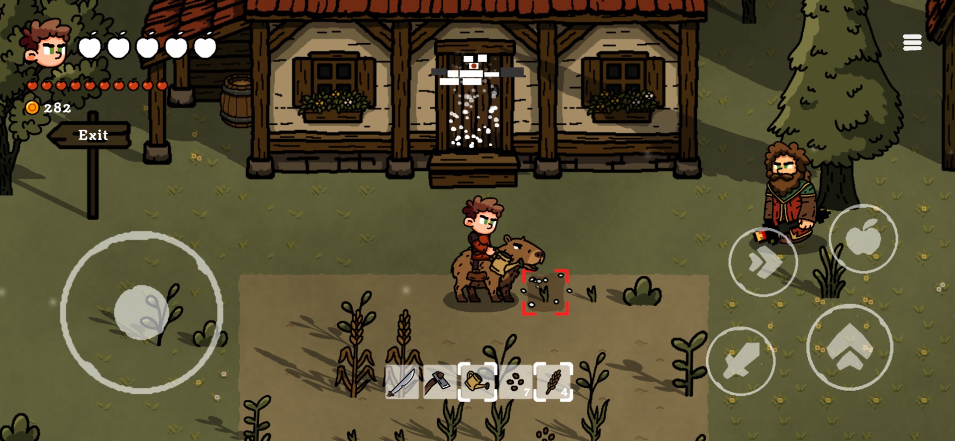 Apple Knight 3 adds mounts - including a capybara - and small systems like farming that would not fit in a level-based structure.