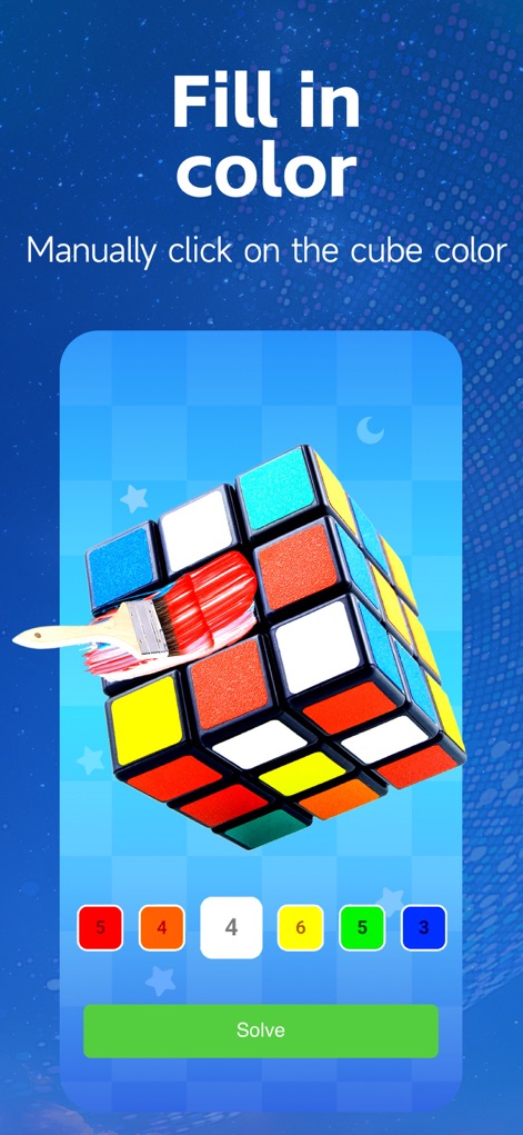 RGB Cube Solver &Timer - Precisely input cube colors using the manual selection tool, offering fine-tuned control with an easy-to-use color palette.