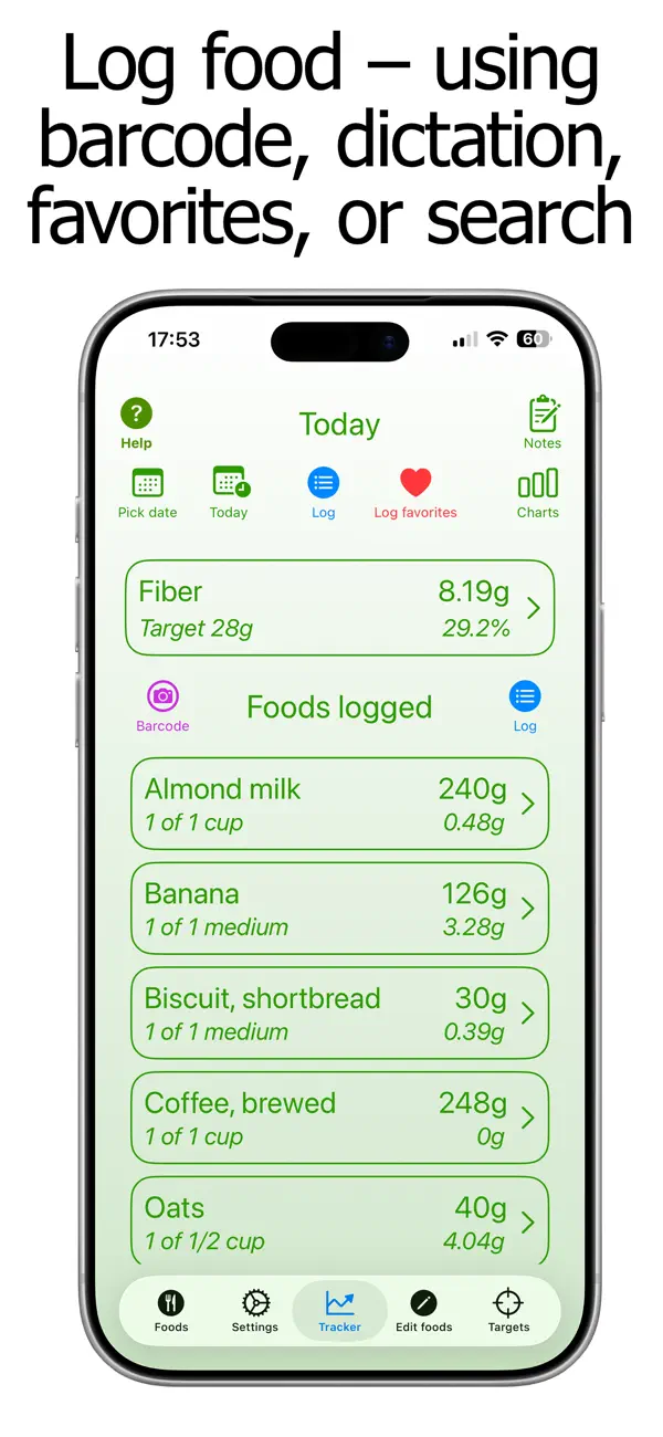 Screenshot #1 pour Fibre Counter and Tracker