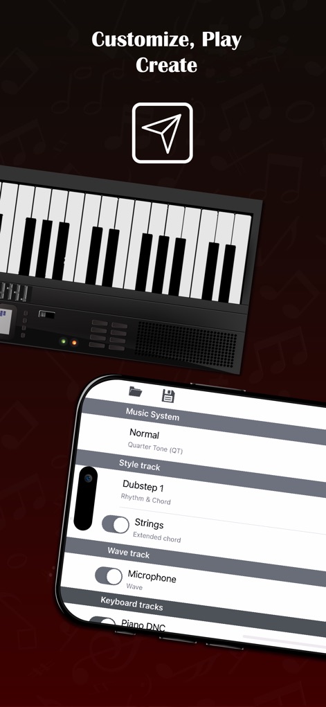 ORG 24: Your Music - ORG 24 provides advanced customization through its Music System settings, offering quarter-tone tuning and detailed control over style and wave tracks.