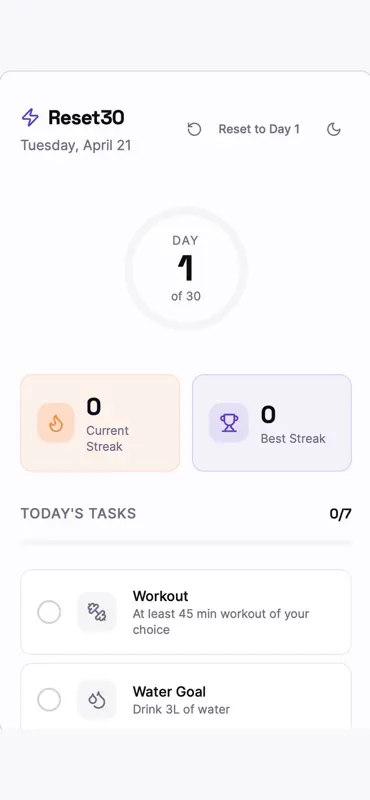 Reset30 screenshot 1 of 3