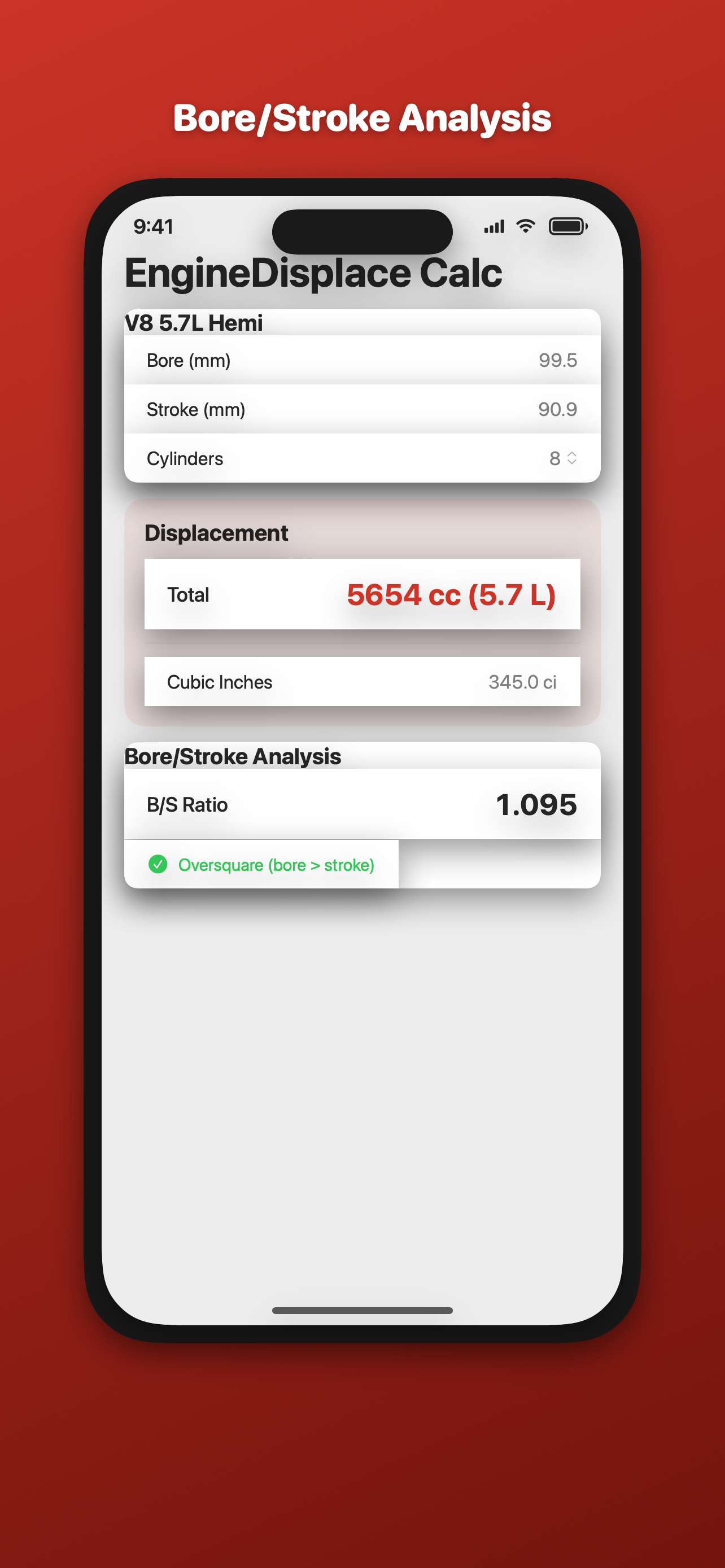 Engine Displacement Calc screenshot 2