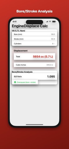 Engine Displacement Calc のスクリーンショット