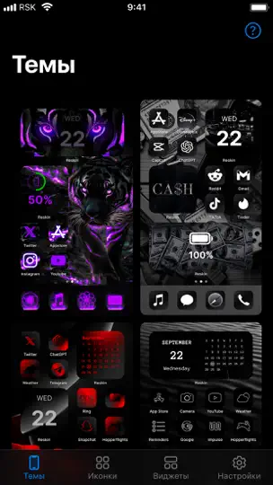 Скриншот Reskin: темы, виджеты, иконки на iPhone 5