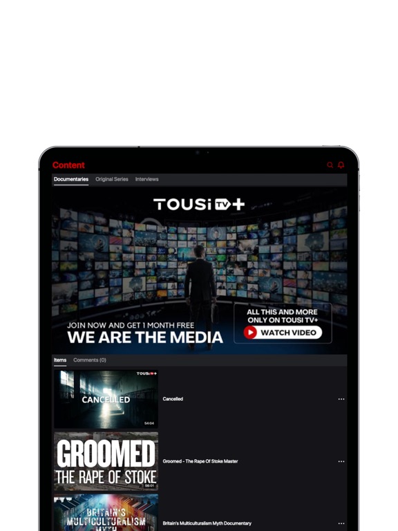 Tousi TV+ iPad screenshot 1 - News app