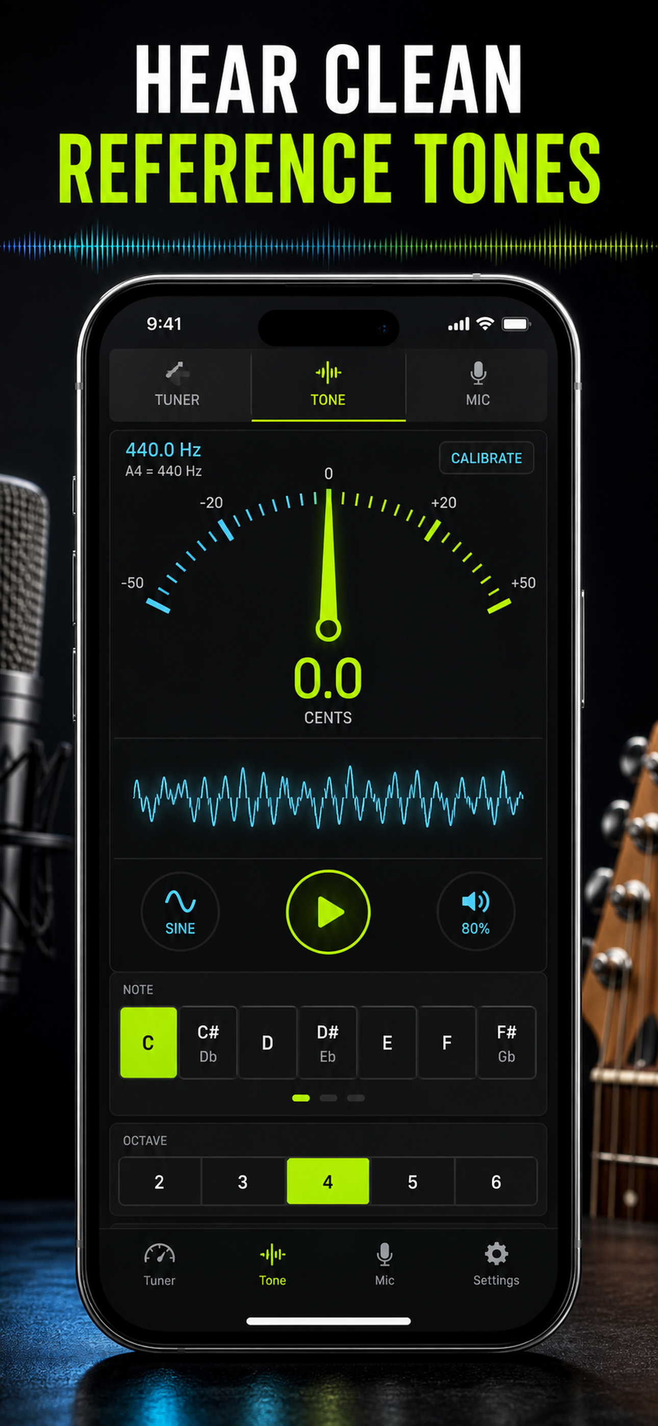 Chromatic Tuner: Guitar & Mic screenshot 6