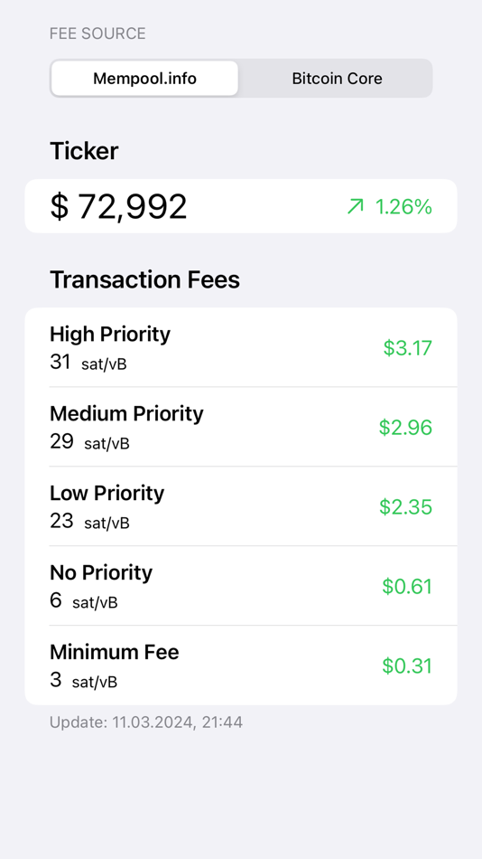 Bitcoin Fees (iOS) 由: Jonas Schnelli Bitcoin Fees (iOS) 由: Jonas Schnelli