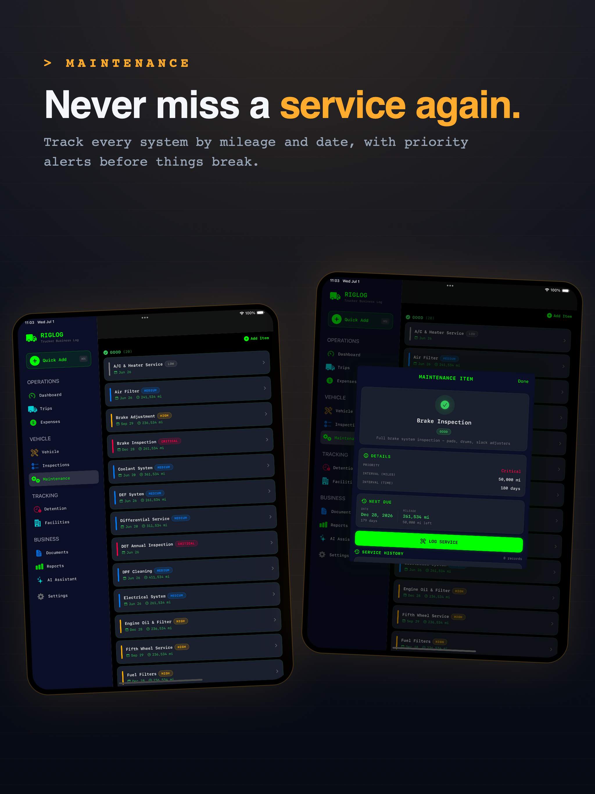 RIGLOG: Trucking Expense Log