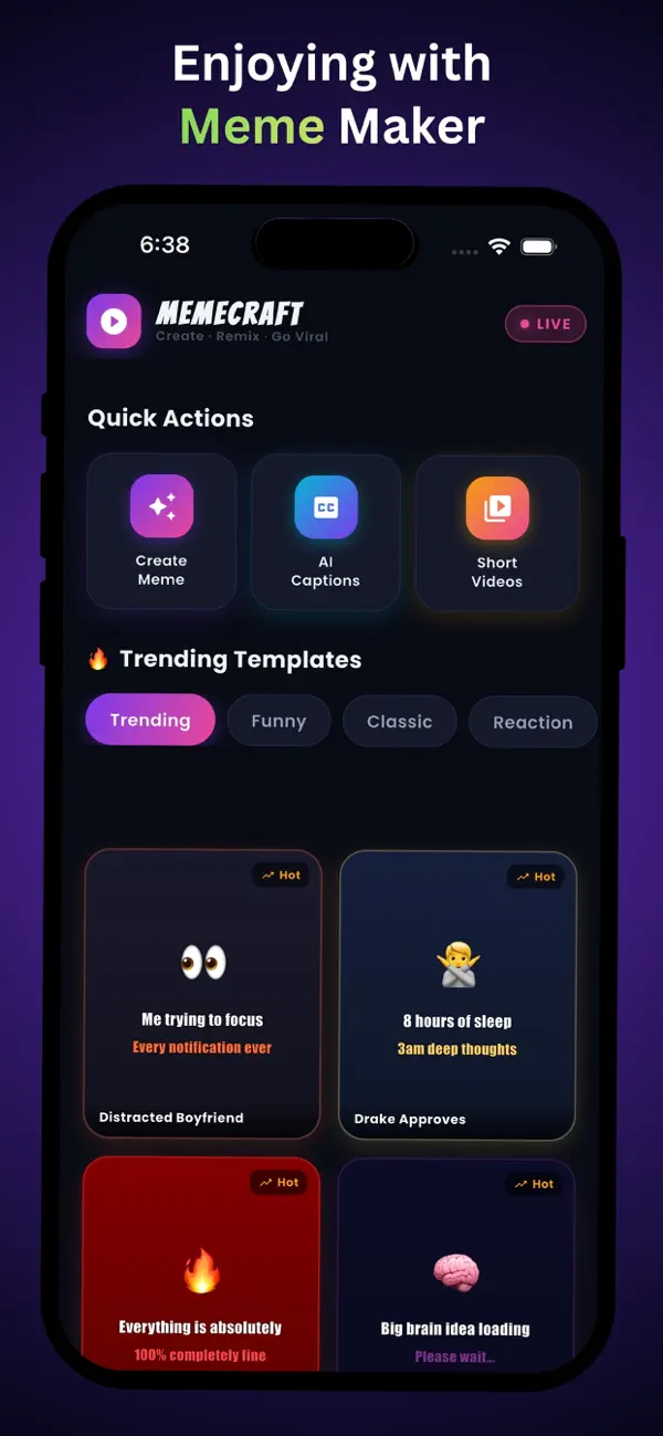 Screenshot #1 pour Short Videos, Funny & AI Memes