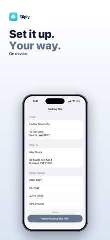 Sliply: Packing Slip iPhone screenshot