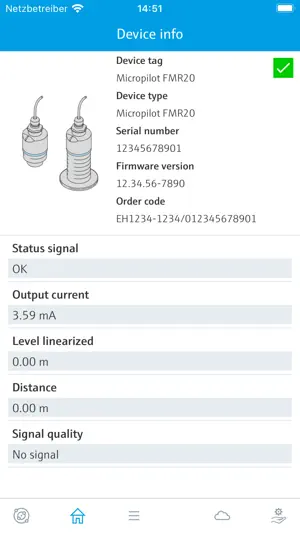 Endress+Hauser SmartBlue screenshot 2