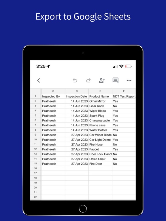 Forms: Spreadsheet Integration iPad screenshot
