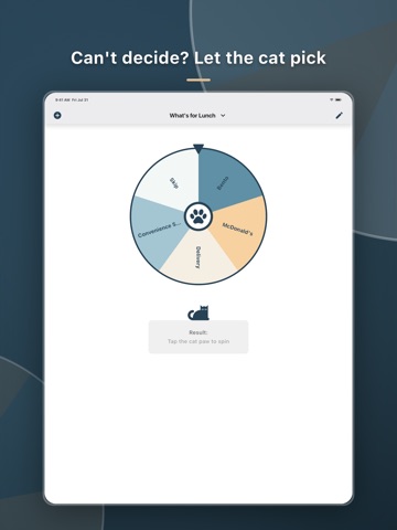 MeowWheel - Decision Spinner iPad screenshot