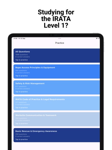 IRATA Level 1 Flashcards iPad screenshot