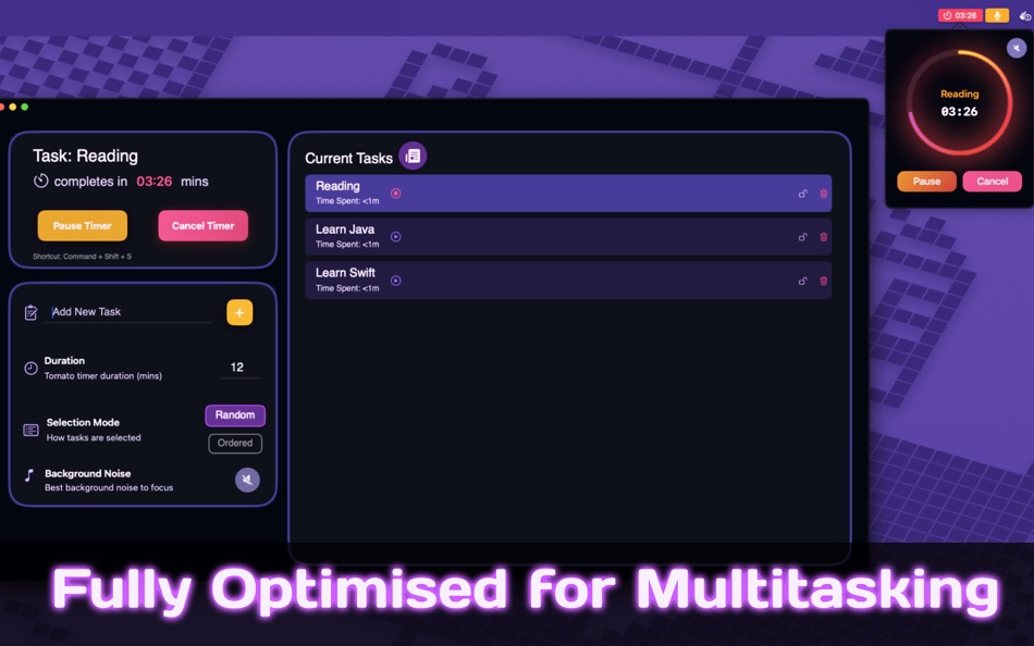 #1. Multitasking Pomodoro Timer (macOS) Bởi: Sen Lin