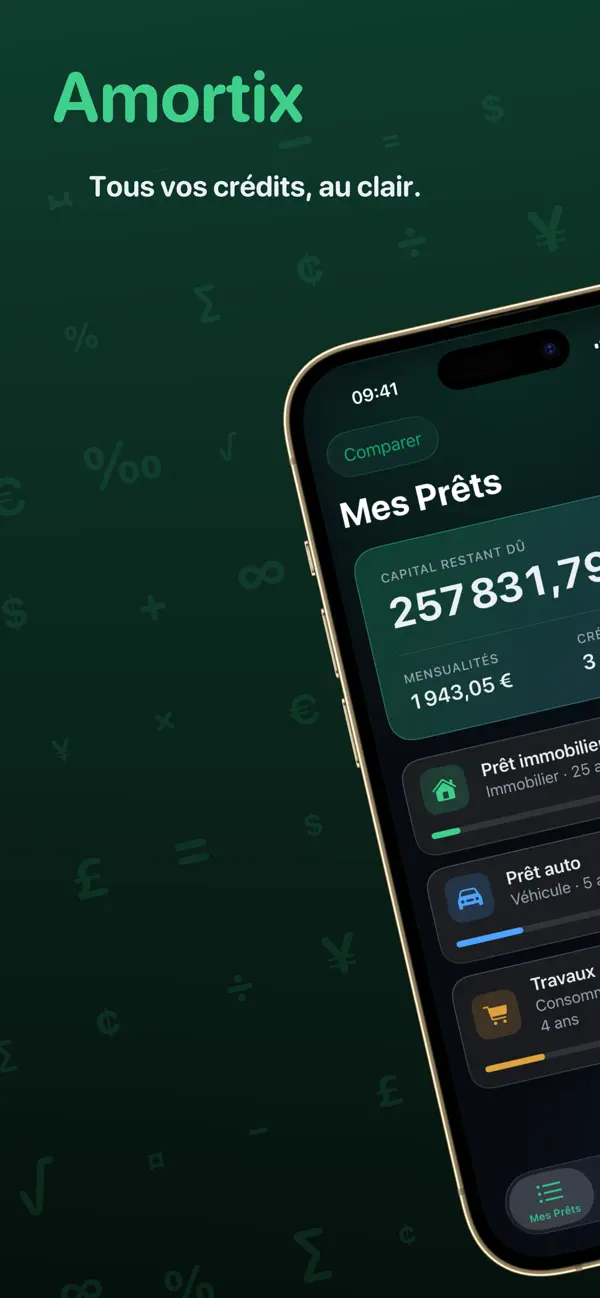 Screenshot #1 pour Amortix – Suivi de crédits