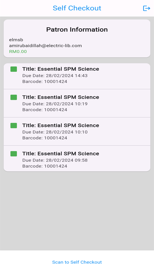 #2. Mobile Self Checkout (iOS) Podle: ELECTRIC LIBRARY (MALAYSIA) SDN. BHD.