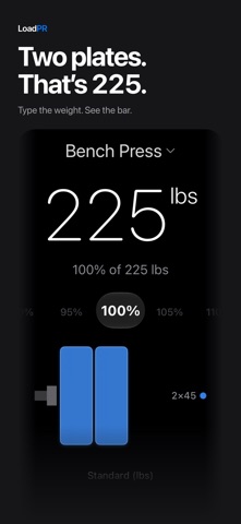 LoadPR: 1RM Plate Calculator Screenshot 1 of 8