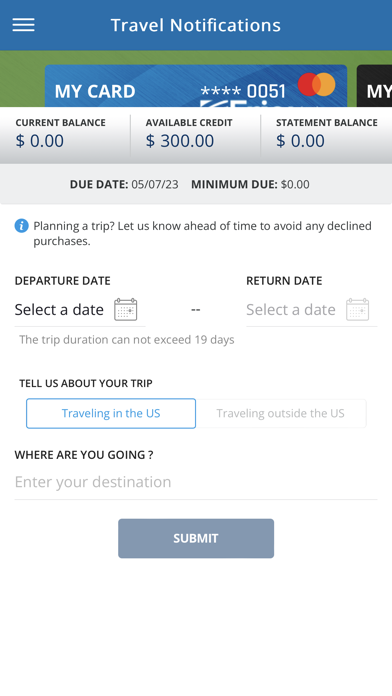 Erie FCU Card Manager Screenshot