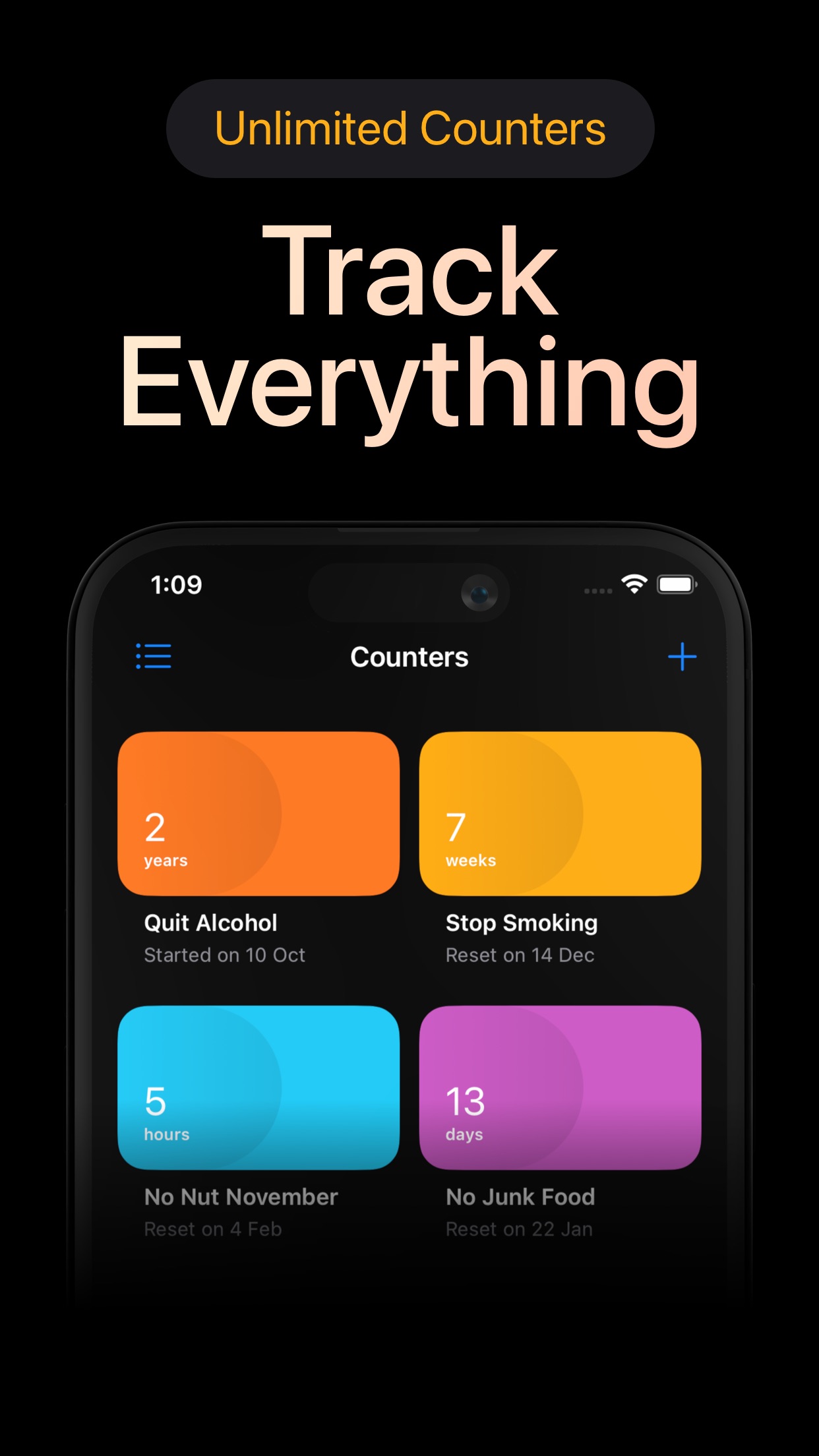 Screenshot do app Days Since: Quit Habit Tracker