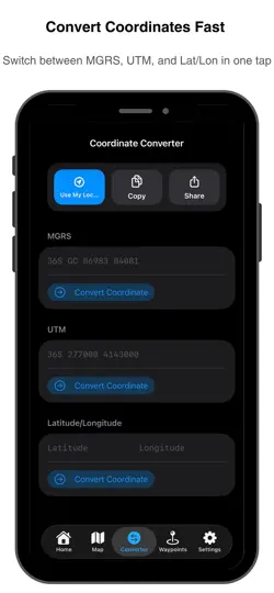 MGRS GPS Harita iPhone Ekran Görüntüsü 2