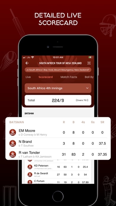 Red White Cricket Live Line Screenshot