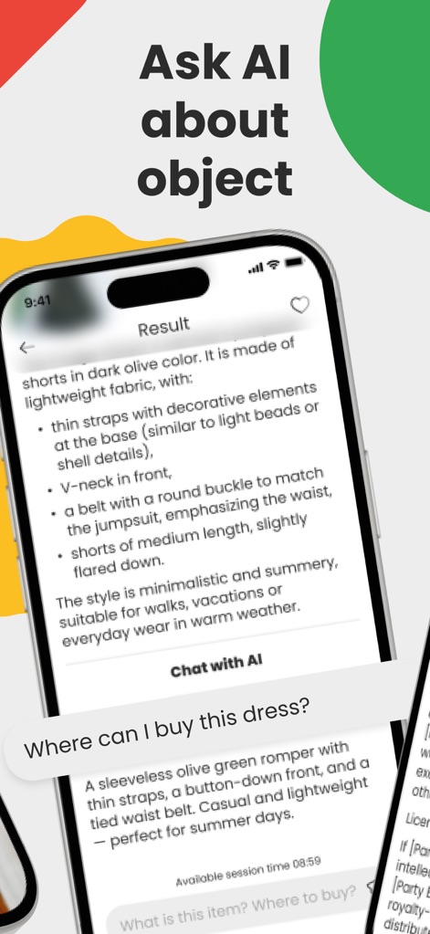 Lens - AI Photo Scanner - Obtenez des descriptions complètes et des analyses contextuelles d'un vêtement, et interagissez avec le chatbot IA pour des questions comme 'Où acheter cet article?' pour une expérience enrichie.