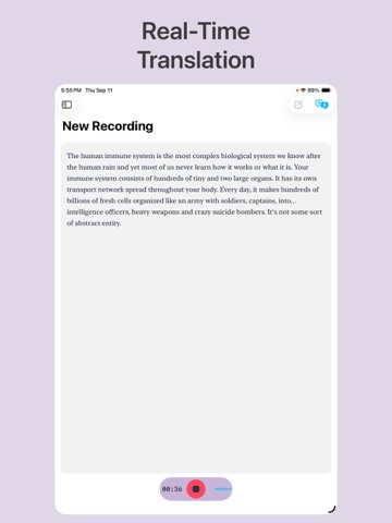 Tensha: Live Transcribe iPad screenshot