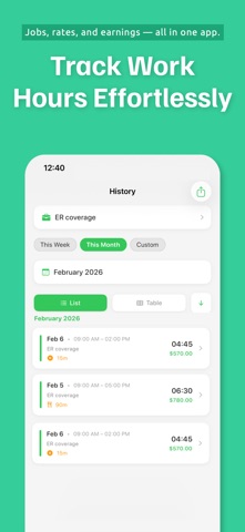Work Log – Hours Tracker Screenshot 1 of 7