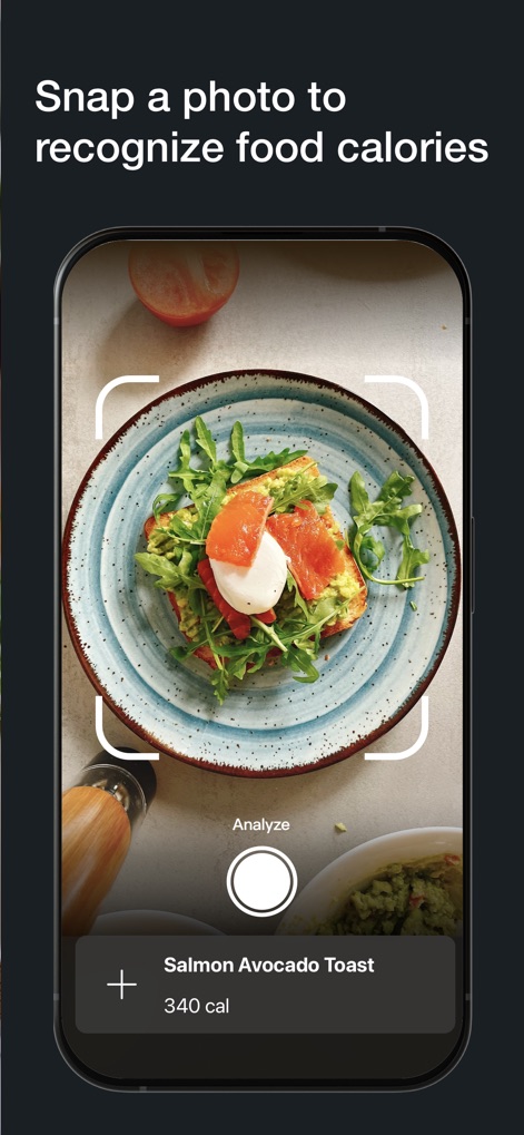 Cal Pal -AI Calorie Tracker - This tool demonstrates the camera-first AI scanning feature, allowing users to instantly 'Analyze' food items and receive a precise 'Calorie Estimate' on screen.