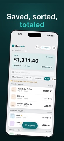 Snapstub: Receipt Scanner iPhone screenshot