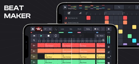 Remixlive - Make Music & Beats - Users can craft intricate beats with the visual sequencer, arranging samples on a detailed timeline, and navigate easily between loop, sequence, and song modes.