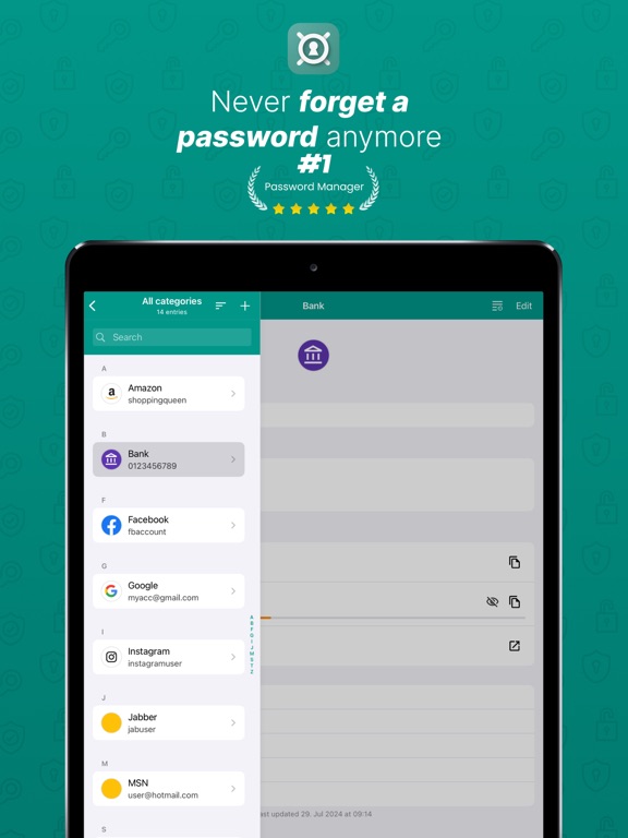 Password Safe and Manager iPad screenshot 1 - Productivity app