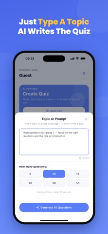 Worksheetzone: AI Quiz Maker screenshot
