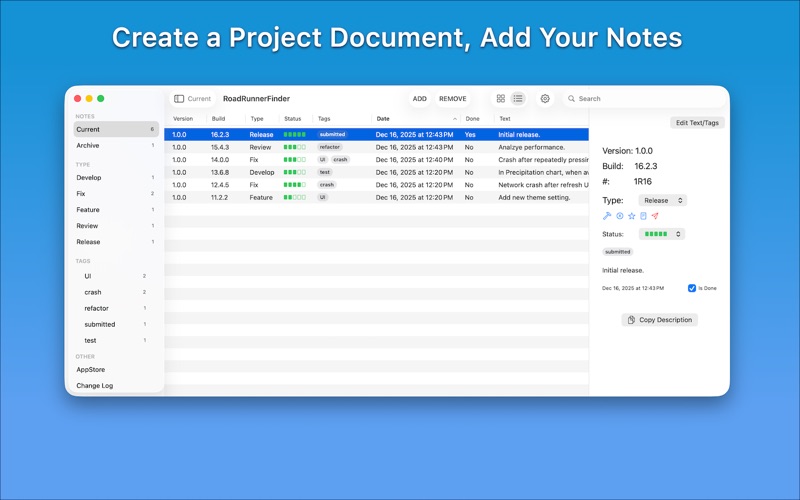 AppNotes - Developer Logs app screenshot