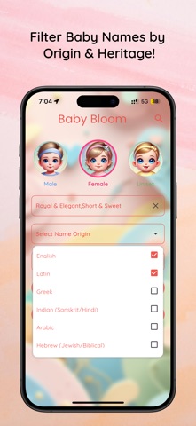 BabyBloom –Baby Name Generator iPhone screenshot