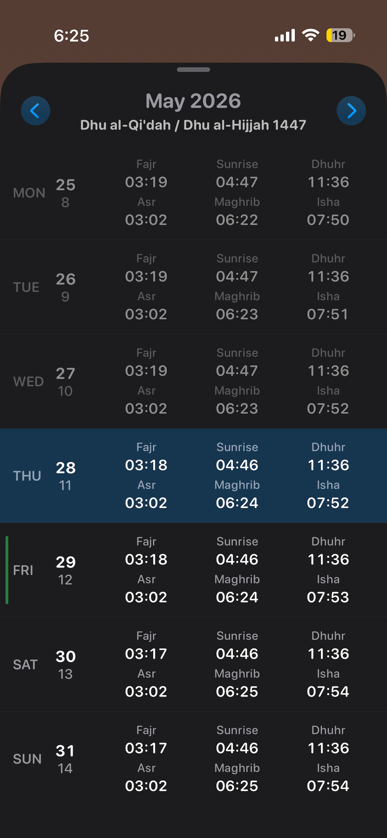 Miqat: Prayer Times