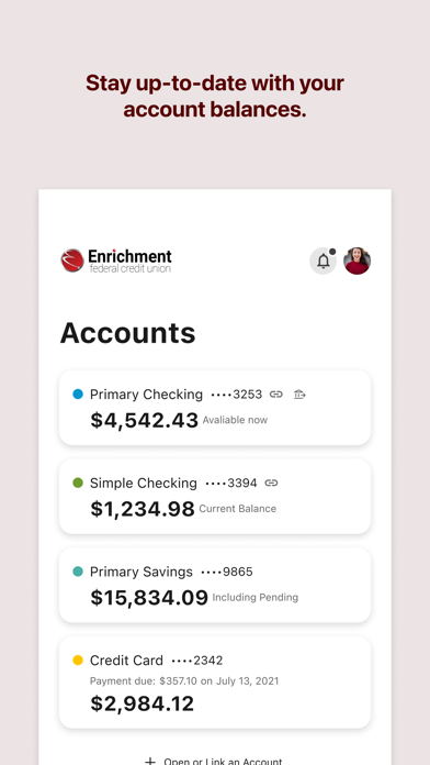 Enrichment Federal CreditUnion iPhone screenshot 2 - Finance app