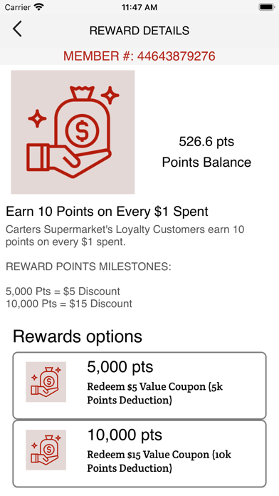 Carter’s Supermarket Rewards Screenshot