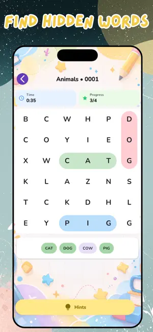 Word Search – Smart Bunnies screenshot 1