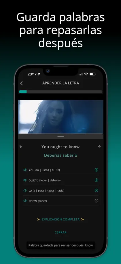 Captura de tela 5 de 6 de LyricFluent: Aprende inglés
