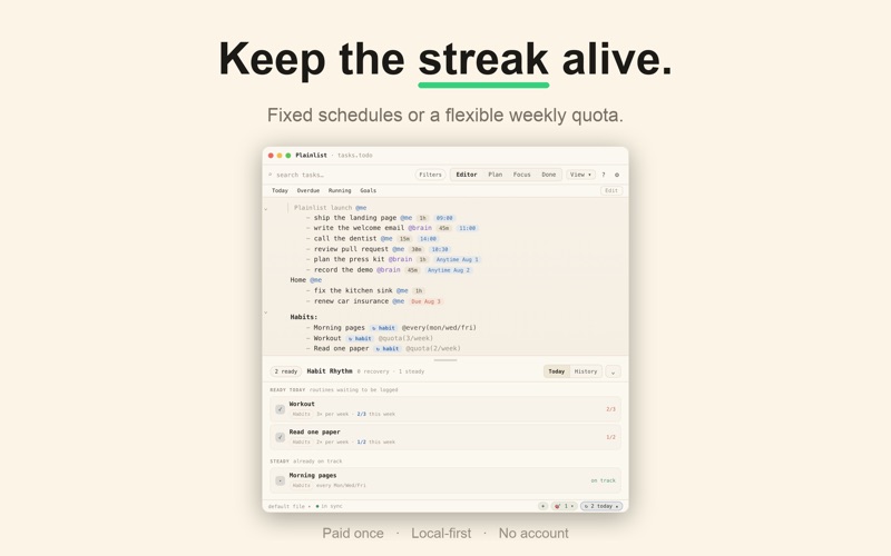 Plainlist: Plaintext Todo screenshot