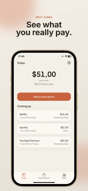 Subscription Tracker - Subba screenshot 1