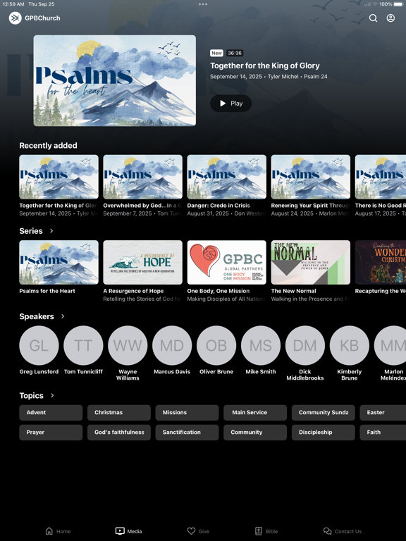 Greater Portland Bible Church iPad screenshot 2 - Education app