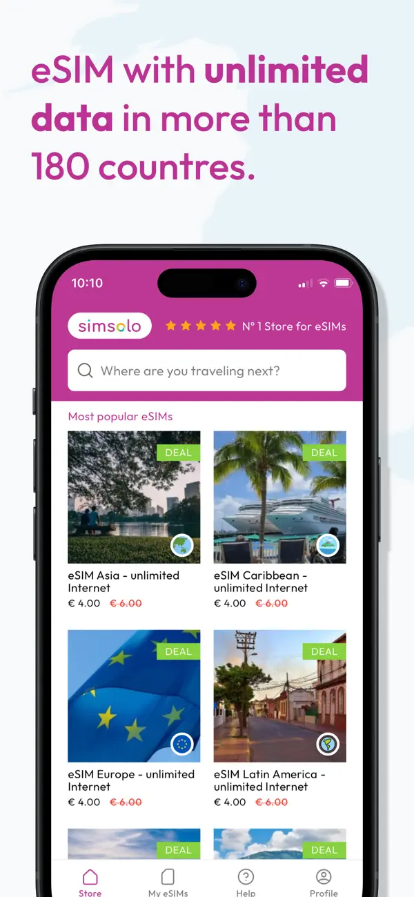 Screenshot #1 pour eSIM Voyages & Données simsolo