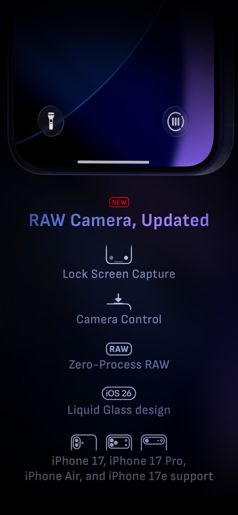 Camera M - Pro Manual Camera - Discover the app's latest enhancements, including Lock Screen Capture and Zero-Process RAW, optimized with iOS 26 Liquid Glass design.