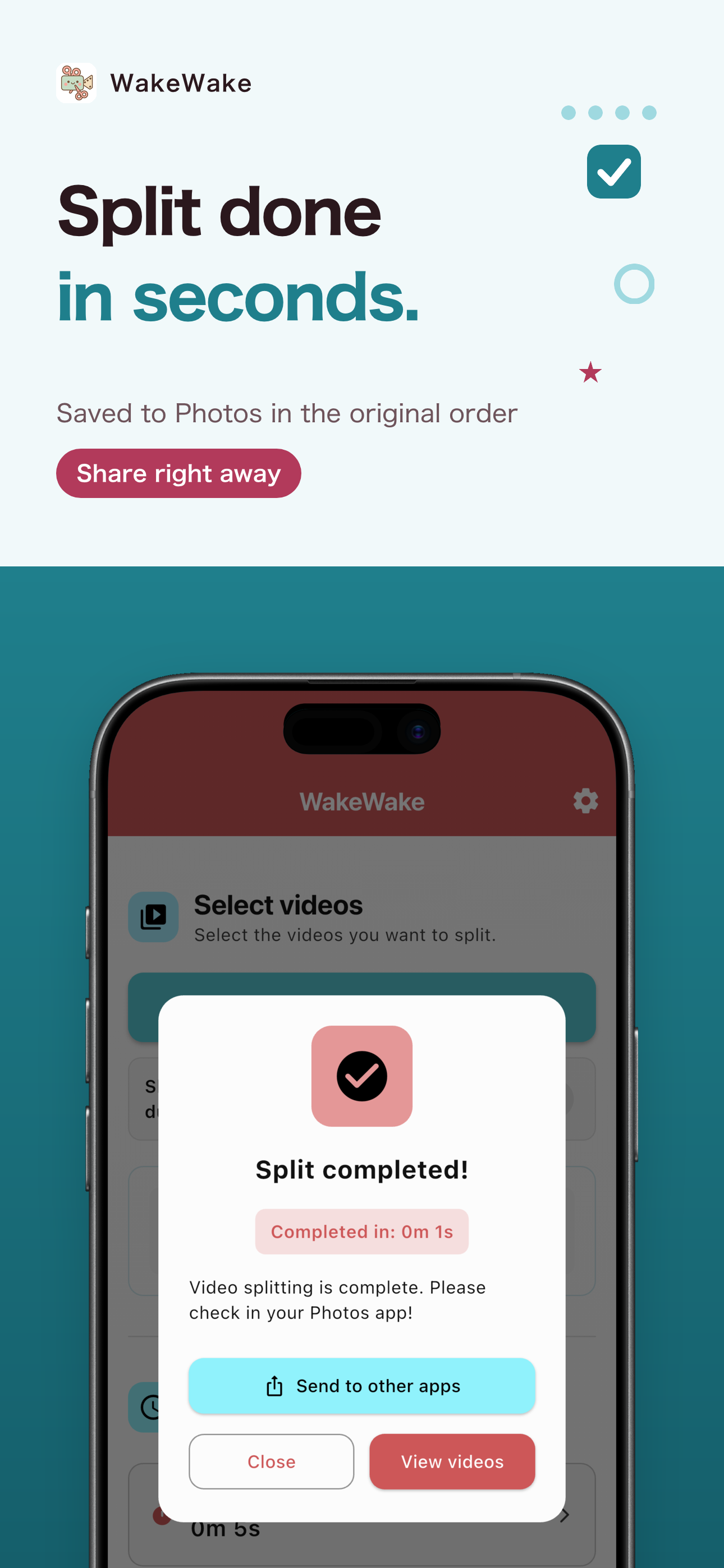 WakeWake: Easy Video Splitter screenshot 2
