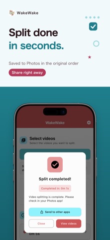 WakeWake: Easy Video Splitter iPhone screenshot