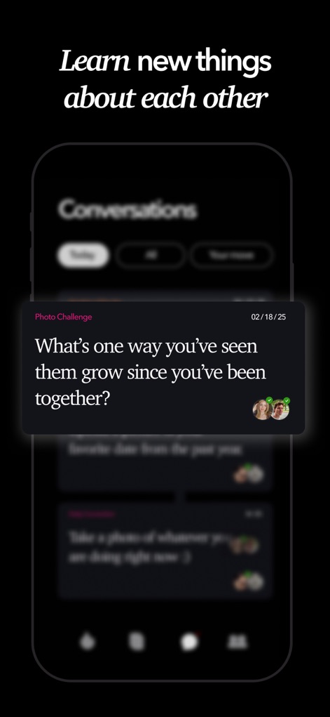 Candle: Couples & Relationship - Delve into the 'Conversations' section, where users encounter 'thought-provoking photo challenge prompts' designed to deepen their understanding and connection.